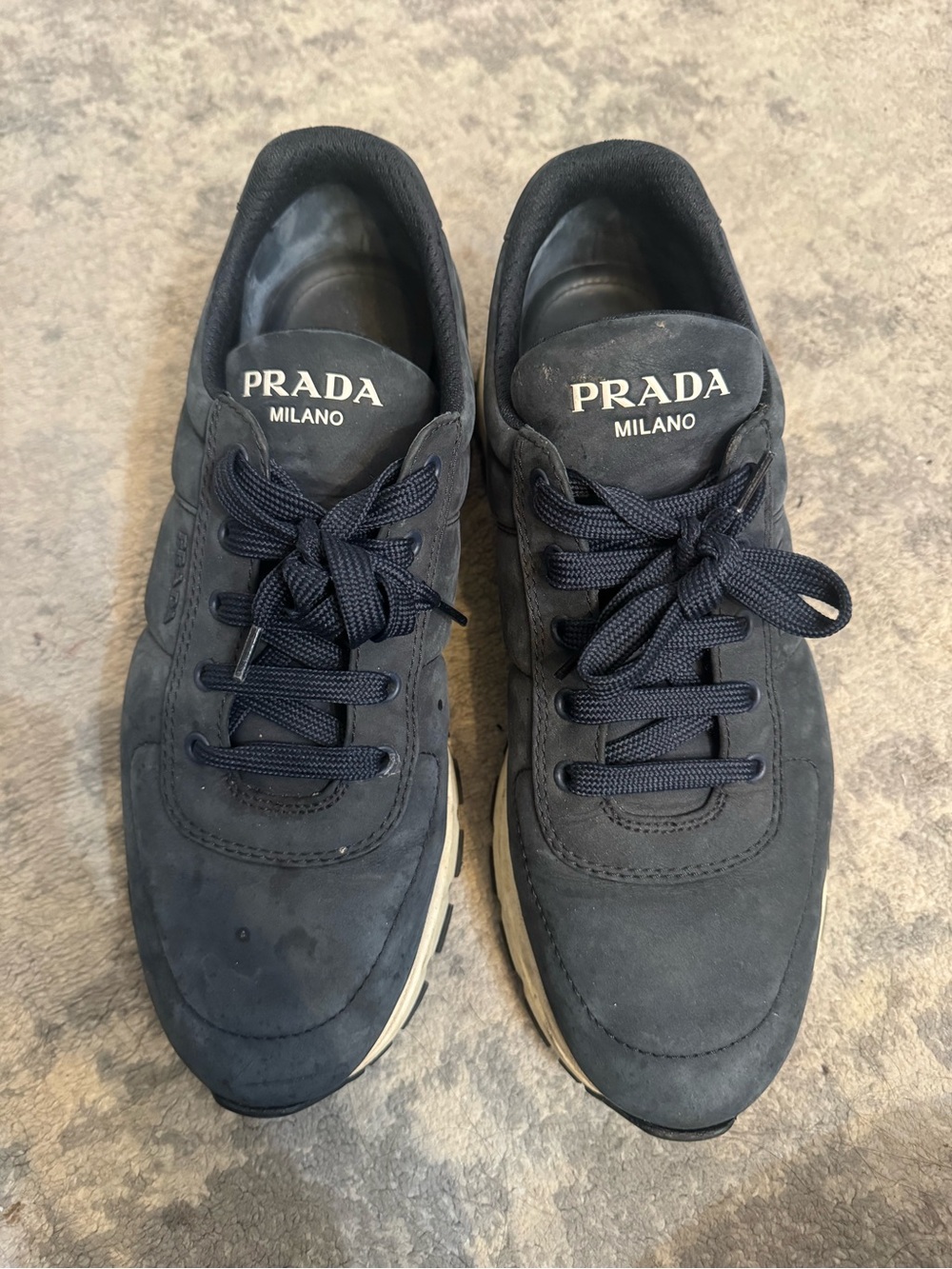 Men's Navy Suede Prada Sneakers